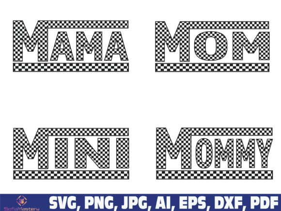 Checkered Mama Mom Mommy Mini Racing