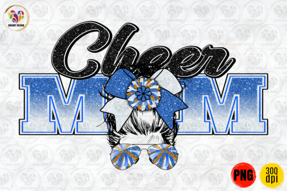 Cheer Mom, Messy Bun, Navy Blue White