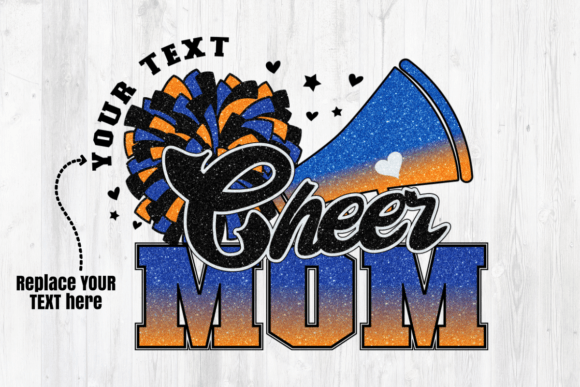 Cheer Mom Navy Blue Orange Sublimation