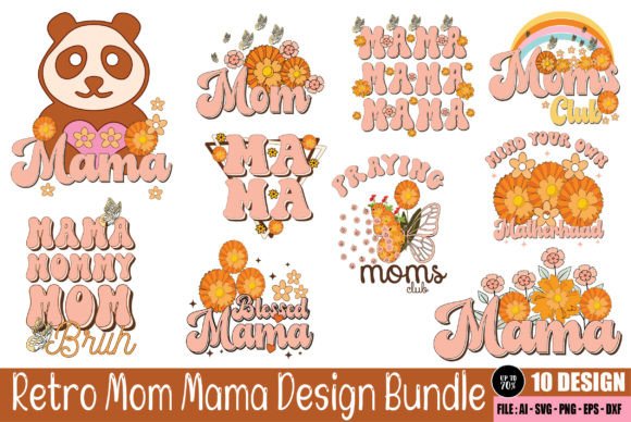 Retro Mom Mama Design Bundle